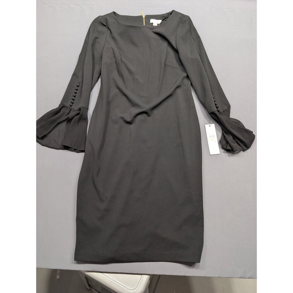 Calvin Klein Black Bell Sleeve Sheath Dress Size 12 NWT - Picture 2 of 4